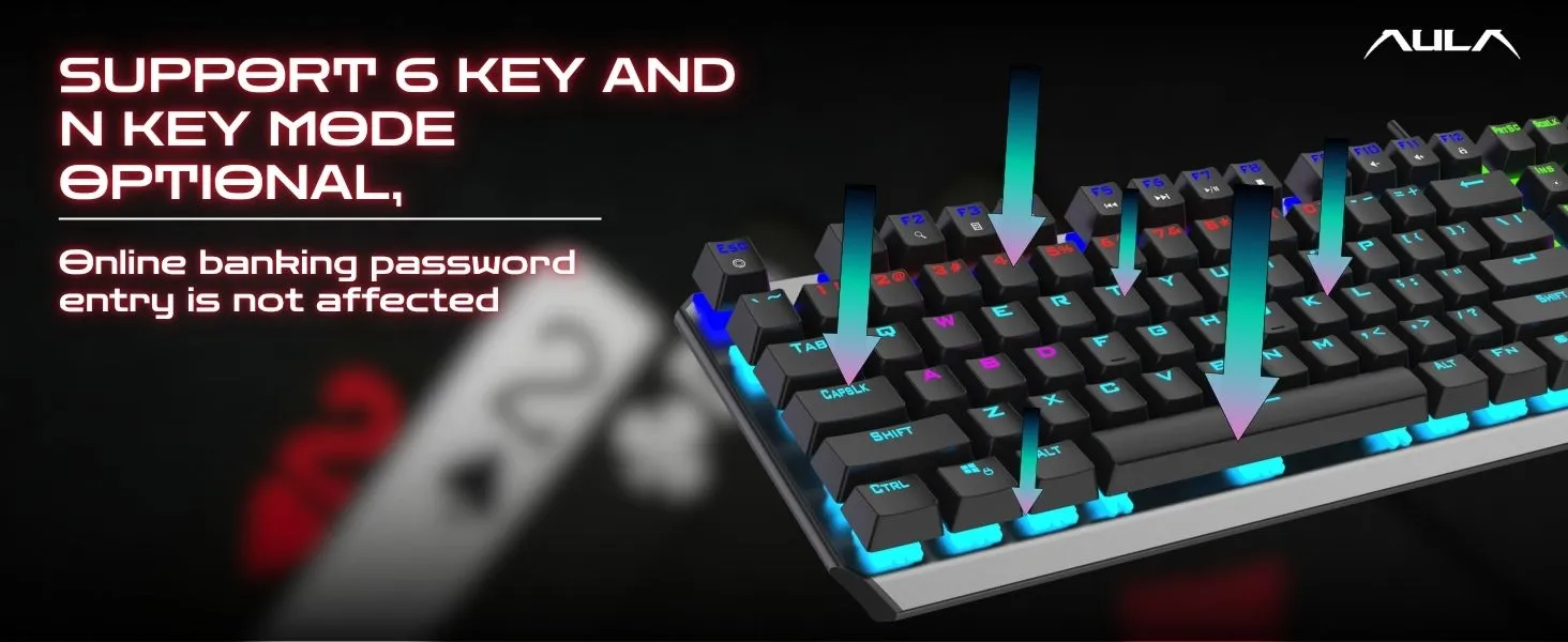 AULA F2066-II Full Size RGB Wired Mechanical Gaming Keyboard (Black,Blue Switch) overview 3