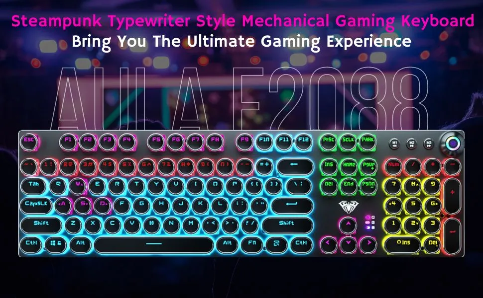 AULA F2088 Mechanical Gaming Keyboard (Black,Without Handrest,Brown Switch) overview 1