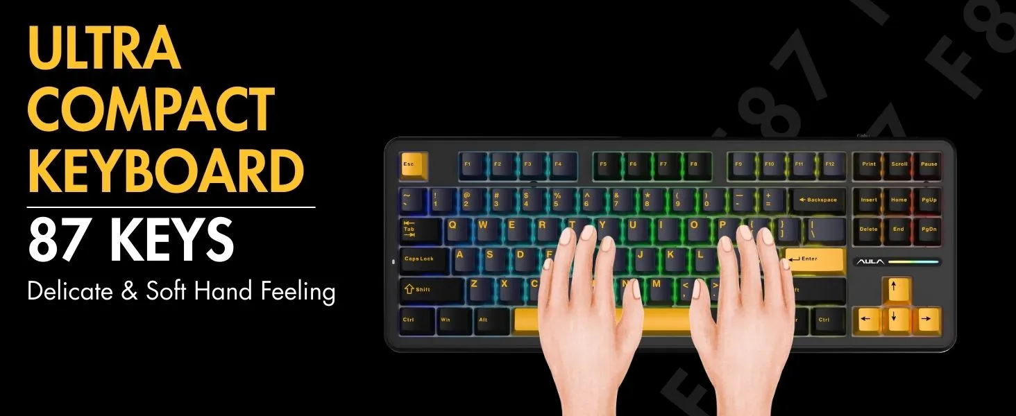 AULA F87 Wireless RGB Mechanical Gaming Keyboard | Tri Mode 2.4GHz/Type-C/BT 75% Gasket TKL Custom Hot Swappable Keyboard (Thunder Black | Graywood Switch) overview 4