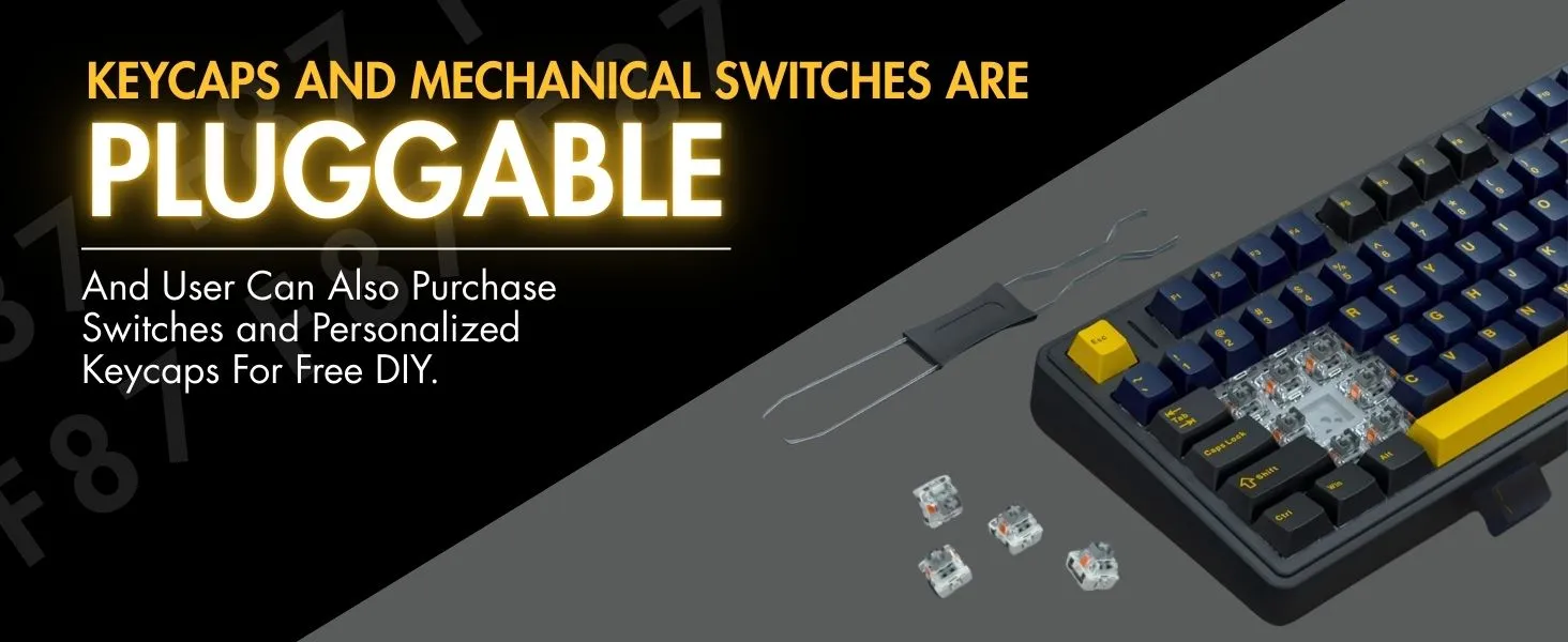 AULA F87 Wireless RGB Mechanical Gaming Keyboard | Tri Mode 2.4GHz/Type-C/BT 75% Gasket TKL Custom Hot Swappable Keyboard (Thunder Black | Graywood Switch) overview 5