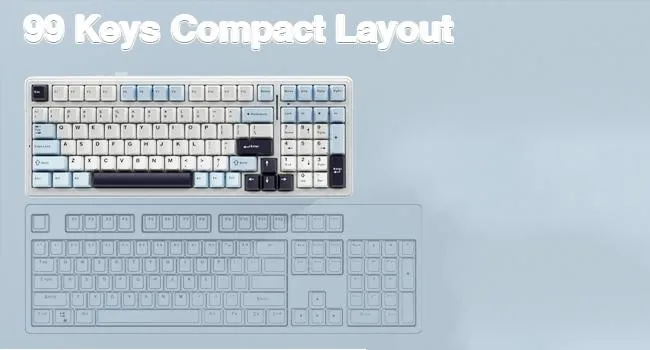 AULA F99 3 in 1 Hot Swappable RGB Gasket Mechanical Keyboard (Ice Blue, Reaper Switch) overview 6