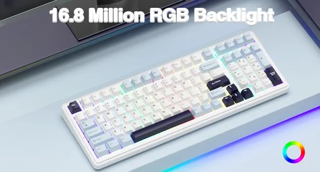 AULA F99 3 in 1 Hot Swappable RGB Gasket Mechanical Keyboard (Ice Blue, Reaper Switch) overview 7