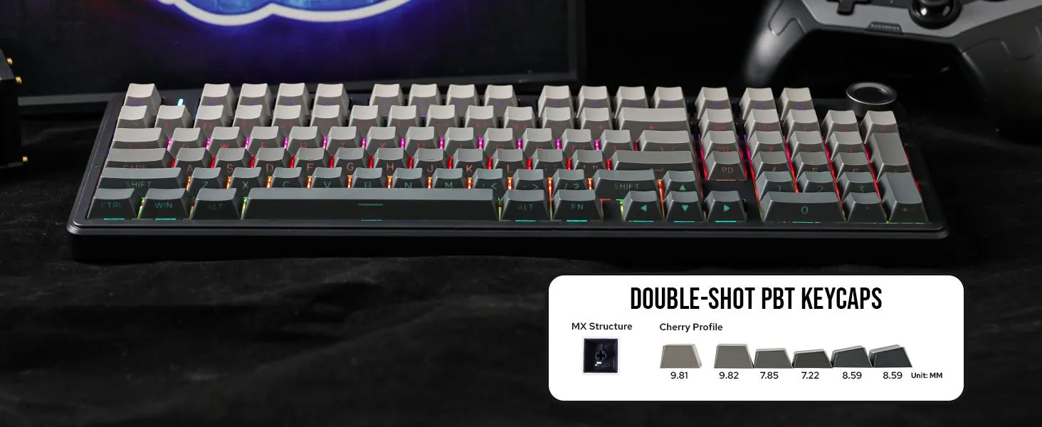 AULA F99 Pro Wireless Mechanical Keyboard,Tri-Mode BT5.0/2.4GHz/USB-C Hot Swappable, Pre-lubed Linear Switches,Gasket Structure,RGB Gaming Keyboard (Side Engraved+Gradient Gray - Nimbus Switch) overview 11