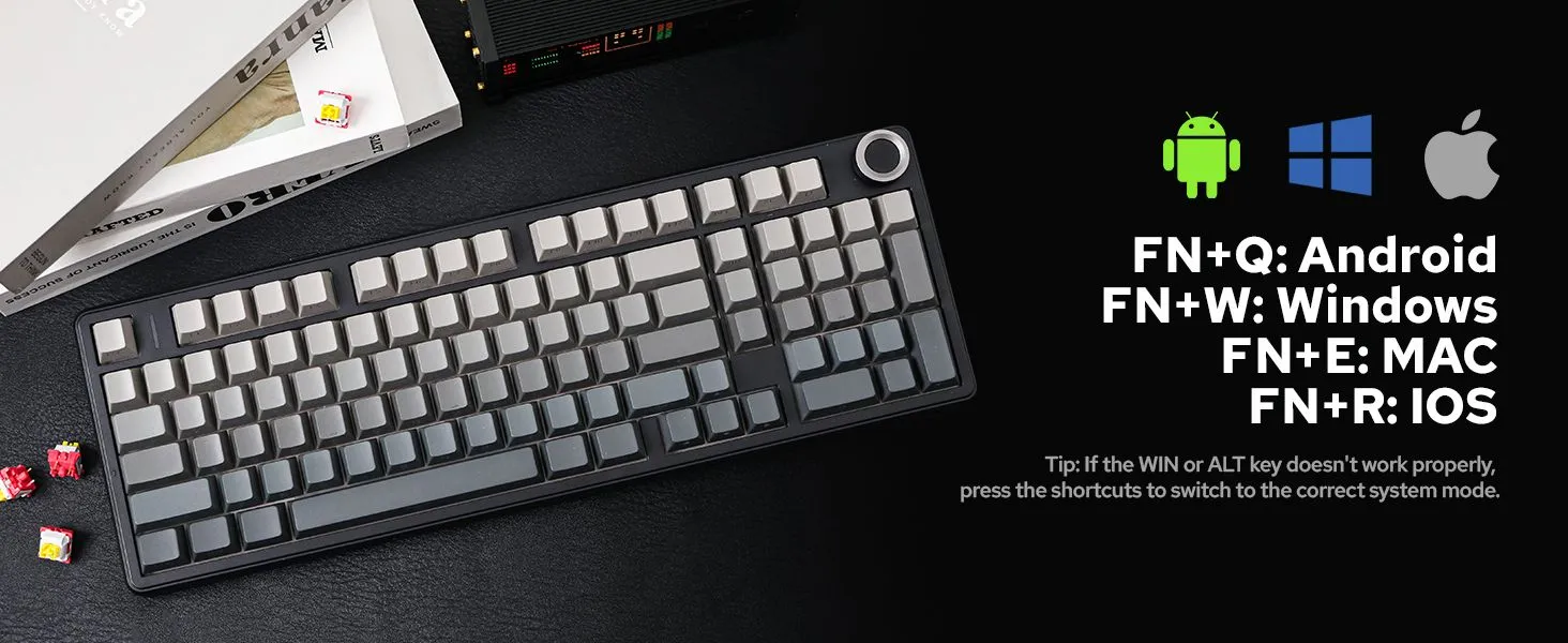 AULA F99 Pro Wireless Mechanical Keyboard,Tri-Mode BT5.0/2.4GHz/USB-C Hot Swappable, Pre-lubed Linear Switches,Gasket Structure,RGB Gaming Keyboard (Side Engraved+Gradient Gray - Nimbus Switch) overview 3