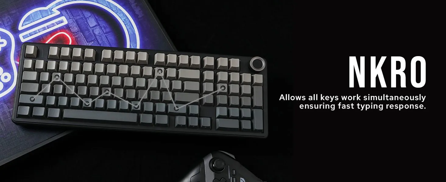 AULA F99 Pro Wireless Mechanical Keyboard,Tri-Mode BT5.0/2.4GHz/USB-C Hot Swappable, Pre-lubed Linear Switches,Gasket Structure,RGB Gaming Keyboard (Side Engraved+Gradient Gray - Nimbus Switch) overview 4