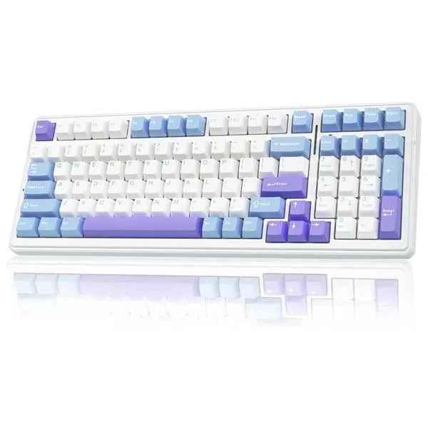AULA F99 Tri-Mode Full Size RGB Mechanical Gaming Keyboard (Blue-White) (Crescent Switch) (F99UWCr)