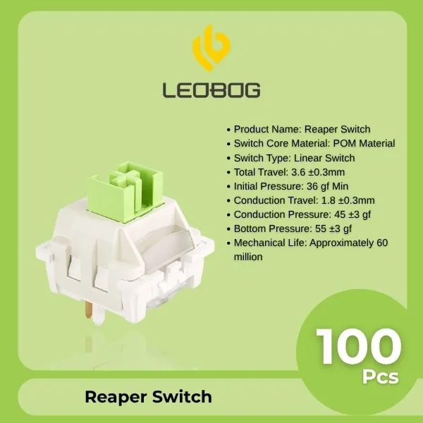 AULA LEOBOG Reaper Linear Switch – Ultra-Smooth, Silent, Pre-Lubed, Hot-Swappable, Ideal for Custom Keyboards – 100pcs (RS100) overview 1