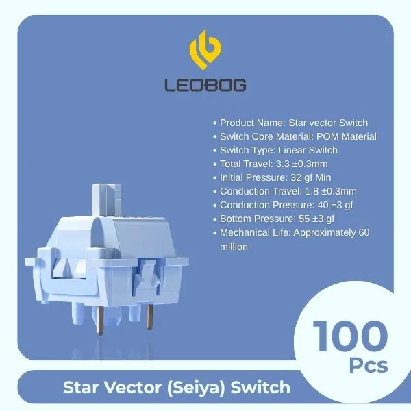 AULA LEOBOG Star Vector (Seiya) Linear Switch – Ultra-Smooth, Silent, Pre-Lubed, Hot-Swappable, Ideal for Custom Keyboards – 100pcs (SS100) overview 1