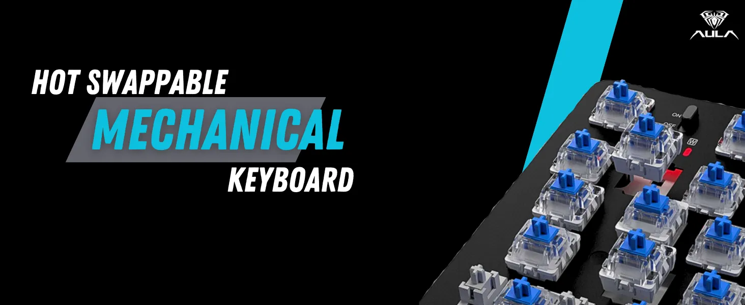 AULA M75 Tri-Mode (2.4G/Bluetooth/Wired) Wired Mechanical Gaming Keyboard (Blue+Black+Green) overview 4