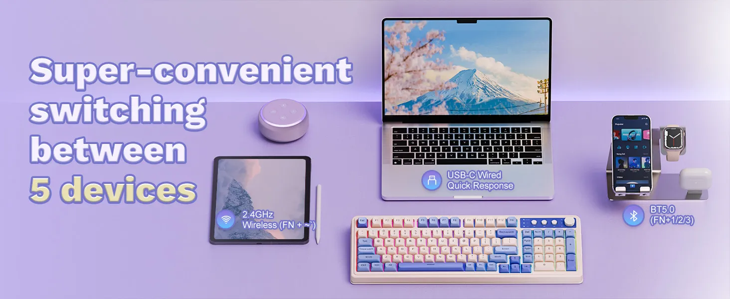 AULA S99 3 in 1 Membrane Programmable Gaming Keyboard (Blue+White) overview 1