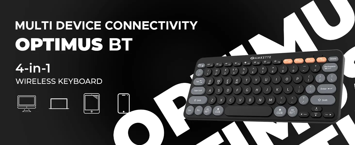 Amkette Optimus Bluetooth 4 in 1 Keyboard (Black) overview 1
