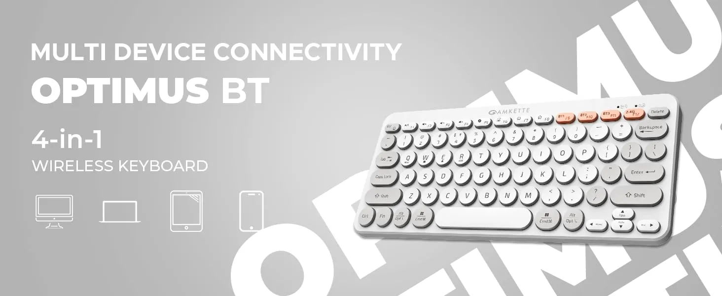 Amkette Optimus Bluetooth 4 in 1 Keyboard (White) overview 1