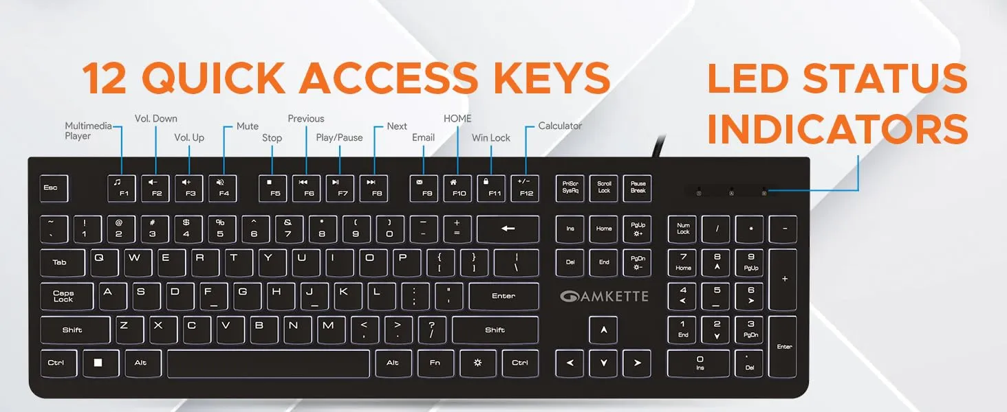 Amkette Wi-Key Backlit Wired USB Keyboard overview 8