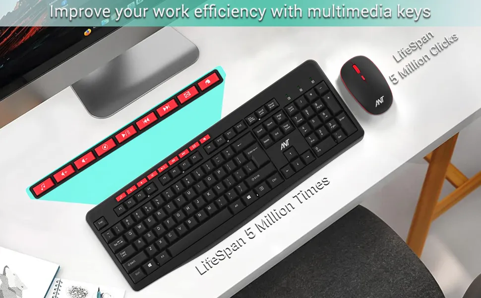 Ant Esports ANT WK200 Nano Wireless Membrane keyboard Combo Black overview 3