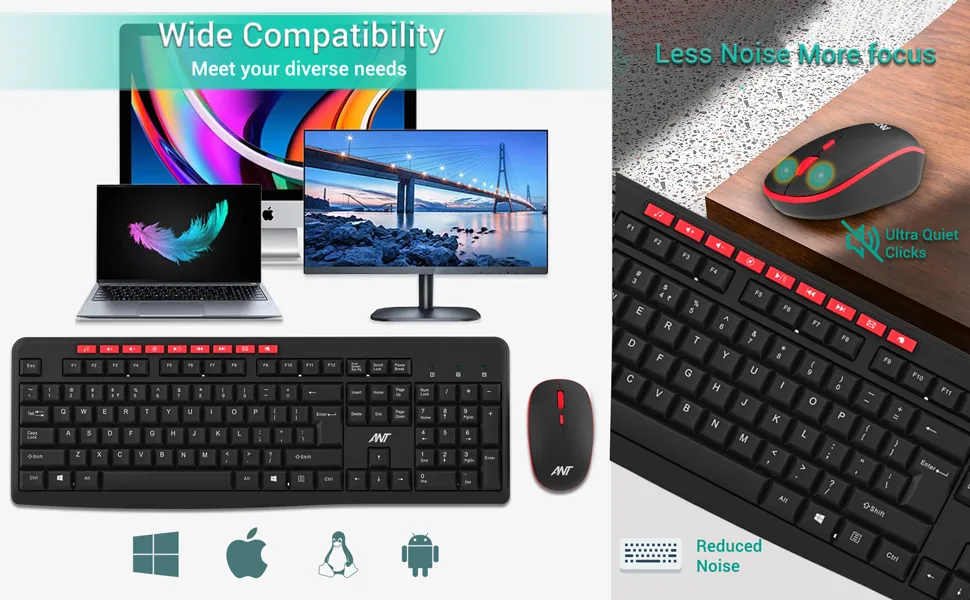Ant Esports ANT WK200 Nano Wireless Membrane keyboard Combo Black overview 5