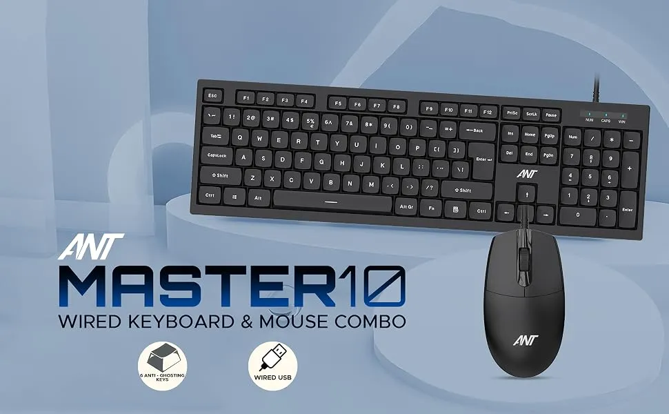 Ant Esports MASTER 10 Full Size Wired Keyboard and Mouse Combo overview 1