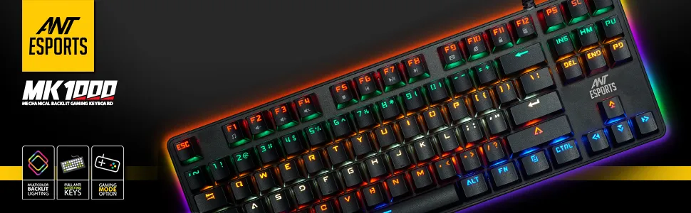 Ant Esports MK1000 TKL Mechanical Gaming Keyboard Blue Switches overview 1