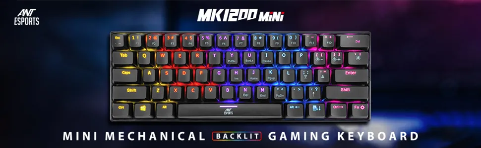 Ant Esports MK1200 Mini Mechanical Gaming Keyboard Blue Switches overview 1