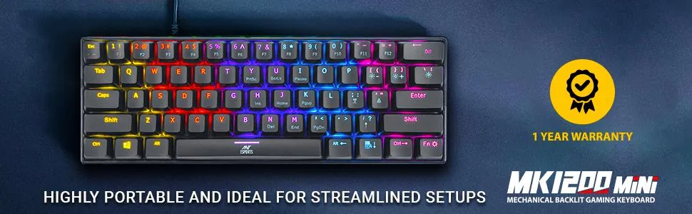 Ant Esports MK1200 Mini Mechanical Gaming Keyboard Blue Switches overview 3