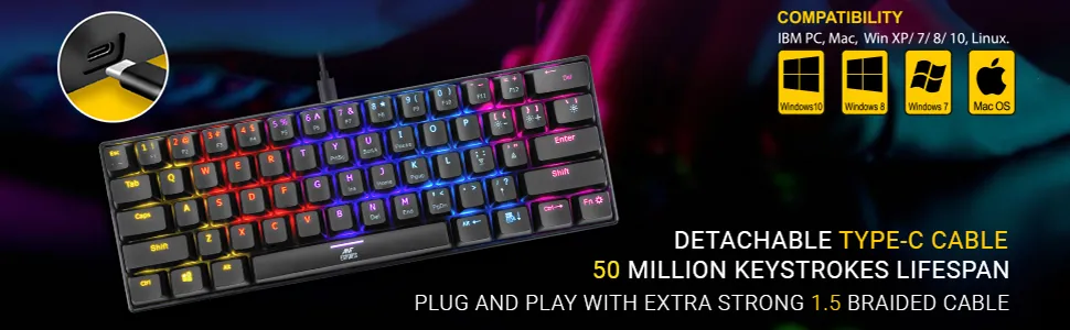 Ant Esports MK1200 Mini Mechanical Gaming Keyboard Blue Switches overview 5