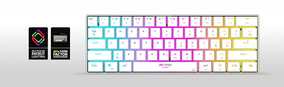 Ant Esports MK1500 Mini Wireless Gaming Keyboard (White) overview 3
