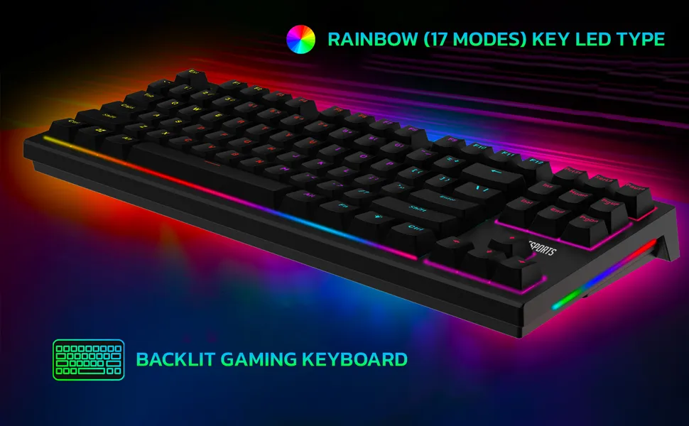 Ant Esports MK1850 Mechanical Blacklit Gaming Keyboard with Red Switches (Black) overview 2