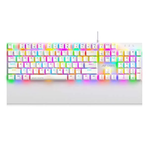 Ant Esports MK4100 RGB Mechanical Wired Gaming Keyboard Hot-Swappable Per-Key RGB Brown Outemu Switches (White)