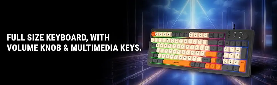 Ant Esports MK800 Pro Membrane wired Gaming Keyboard (Grey, Beige, Orange) overview 3