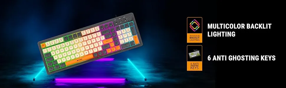 Ant Esports MK800 Pro Membrane wired Gaming Keyboard (Grey, Beige, Orange) overview 4