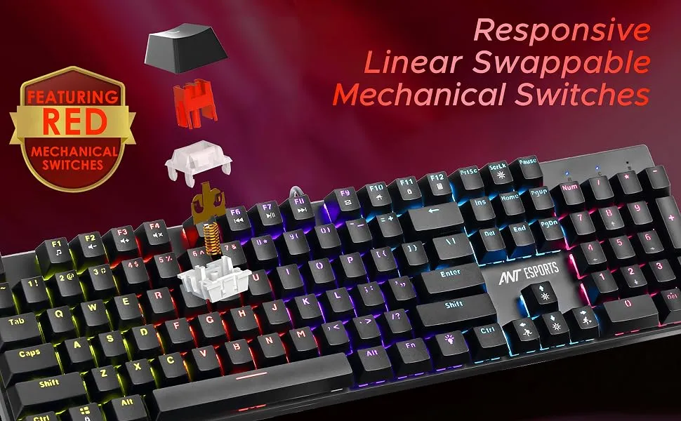 Ant Esports Scorpion MK30 Wired Mechanical black gaming keyboard overview 2