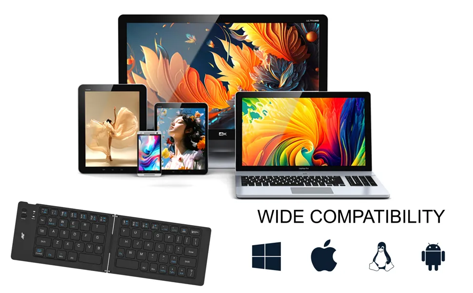 Ant Esports WK150 Ergonomic Foldable Wireless Bluetooth Keyboard Black overview 5