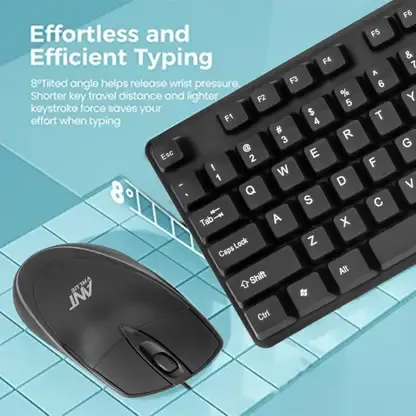 Ant Value FKBRI02 Spill-Resistant, Silent Keys, DPI Wired Mouse & Keyboard Combo (Black) overview 5