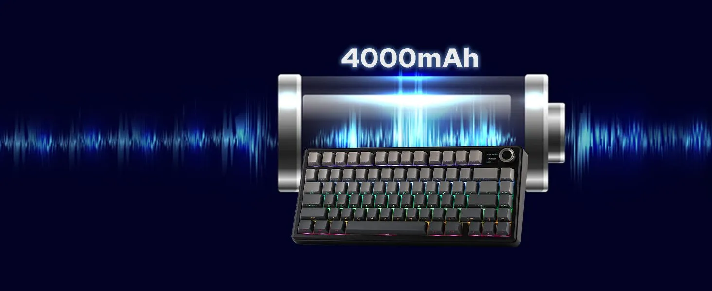 Aula F75 MAX Side-Engraved Keycaps Wireless 3 in 1 Mechanical Gaming Keyboard with Screen and Knob, for PC/Mac/Linux | Gradient Gray, Reaper Switch (F75MaxGrR) overview 11
