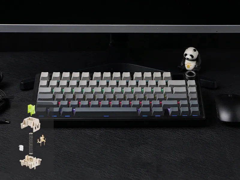 Aula F75 MAX Side-Engraved Keycaps Wireless 3 in 1 Mechanical Gaming Keyboard with Screen and Knob, for PC/Mac/Linux | Gradient Gray, Reaper Switch (F75MaxGrR) overview 13