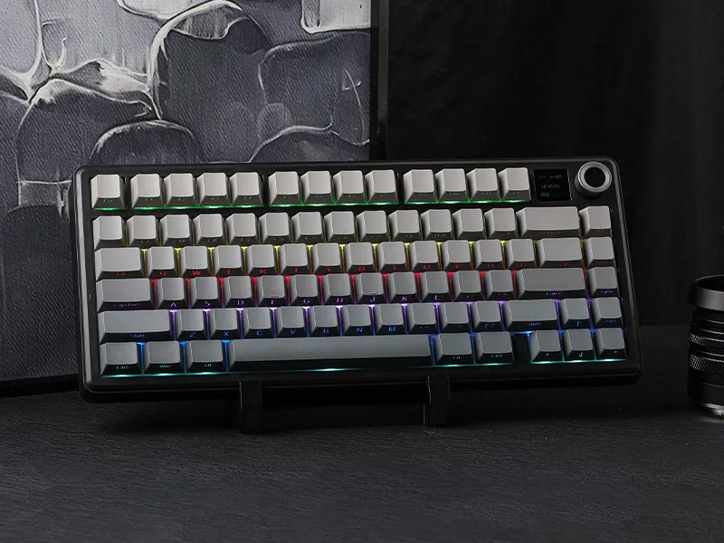Aula F75 MAX Side-Engraved Keycaps Wireless 3 in 1 Mechanical Gaming Keyboard with Screen and Knob, for PC/Mac/Linux | Gradient Gray, Reaper Switch (F75MaxGrR) overview 15