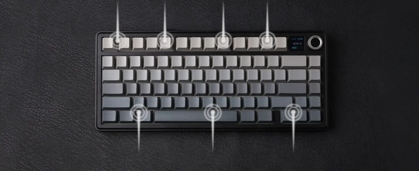 Aula F75 MAX Side-Engraved Keycaps Wireless 3 in 1 Mechanical Gaming Keyboard with Screen and Knob, for PC/Mac/Linux | Gradient Gray, Reaper Switch (F75MaxGrR) overview 4