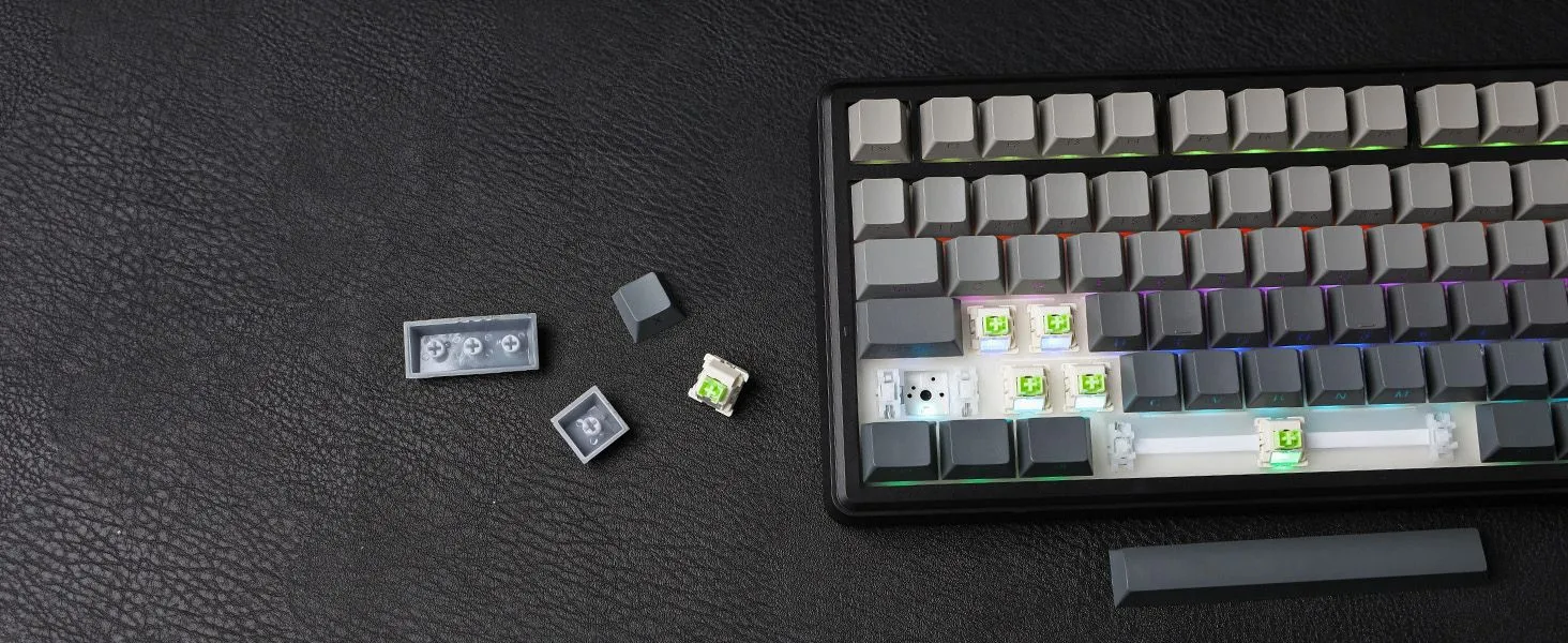 Aula F75 MAX Side-Engraved Keycaps Wireless 3 in 1 Mechanical Gaming Keyboard with Screen and Knob, for PC/Mac/Linux | Gradient Gray, Reaper Switch (F75MaxGrR) overview 7