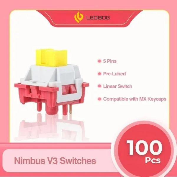 Aula LEOBOG Nimbus Linear Mechanical Switch – Ultra-Smooth, Silent, Pre-Lubed, Hot-Swappable, Ideal for Custom Keyboards | 100pcs (NS100) overview 1