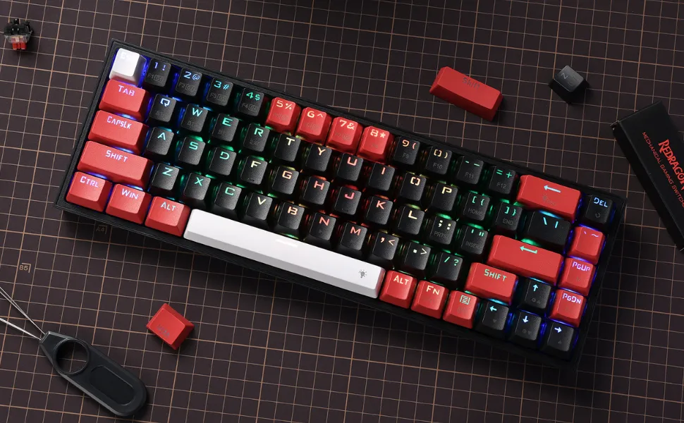 CASTOR K631 PRO - 65% BLUETOOTH + 2.4GHZ WIRELESS + WIRED RGB MECHANICAL KEYBOARD (RED SWITCH) overview 6