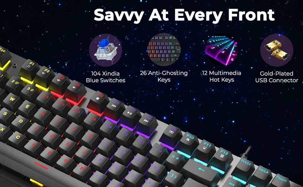 COCONUT K13 Draco Mechanical Wired USB Gaming Keyboard (Black) overview 1