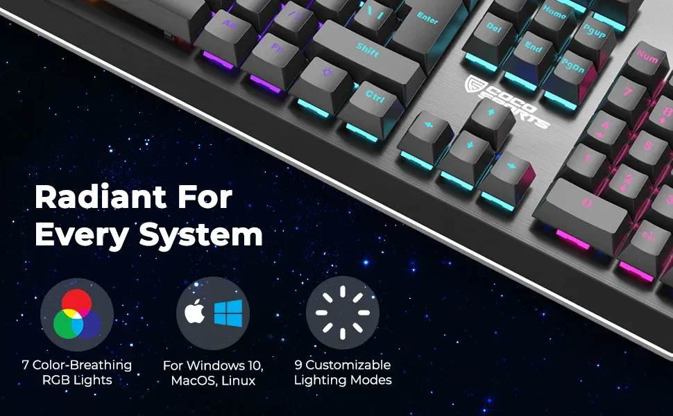 COCONUT K13 Draco Mechanical Wired USB Gaming Keyboard (Black) overview 2