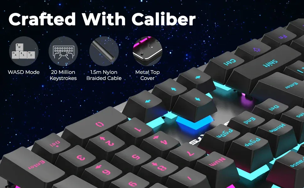 COCONUT K13 Draco Mechanical Wired USB Gaming Keyboard (Black) overview 3