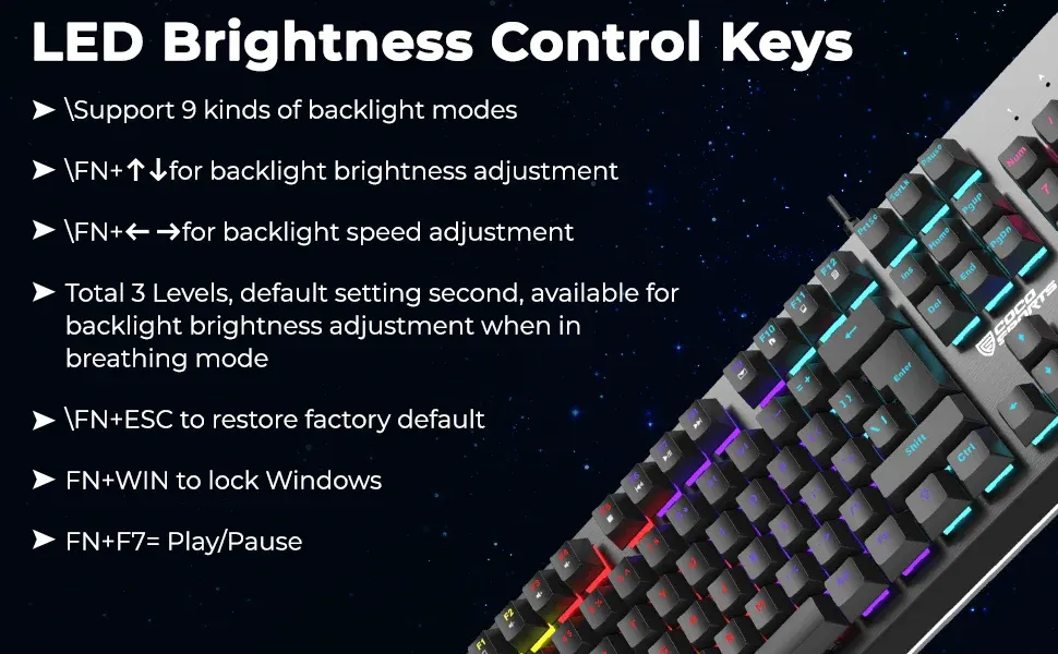 COCONUT K13 Draco Mechanical Wired USB Gaming Keyboard (Black) overview 5
