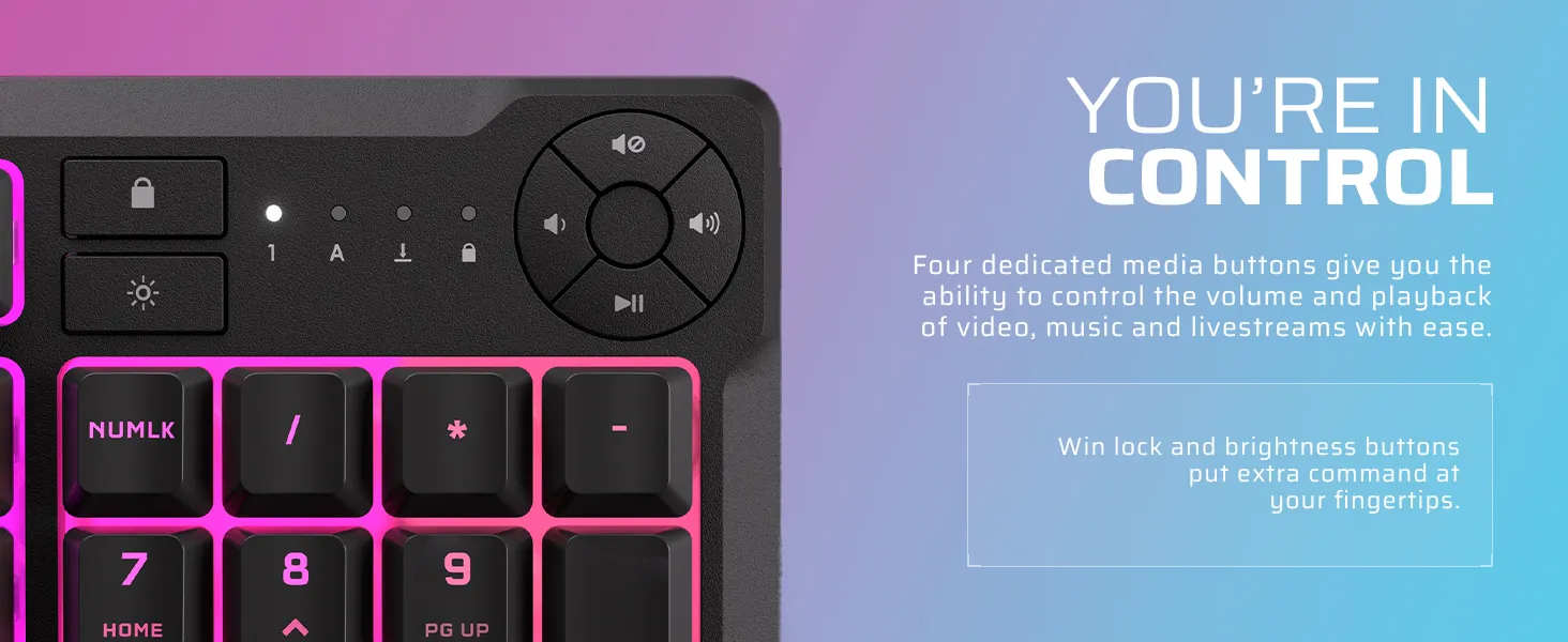 CORSAIR K55 CORE RGB Membrane Wired Gaming Keyboard (Black) overview 2