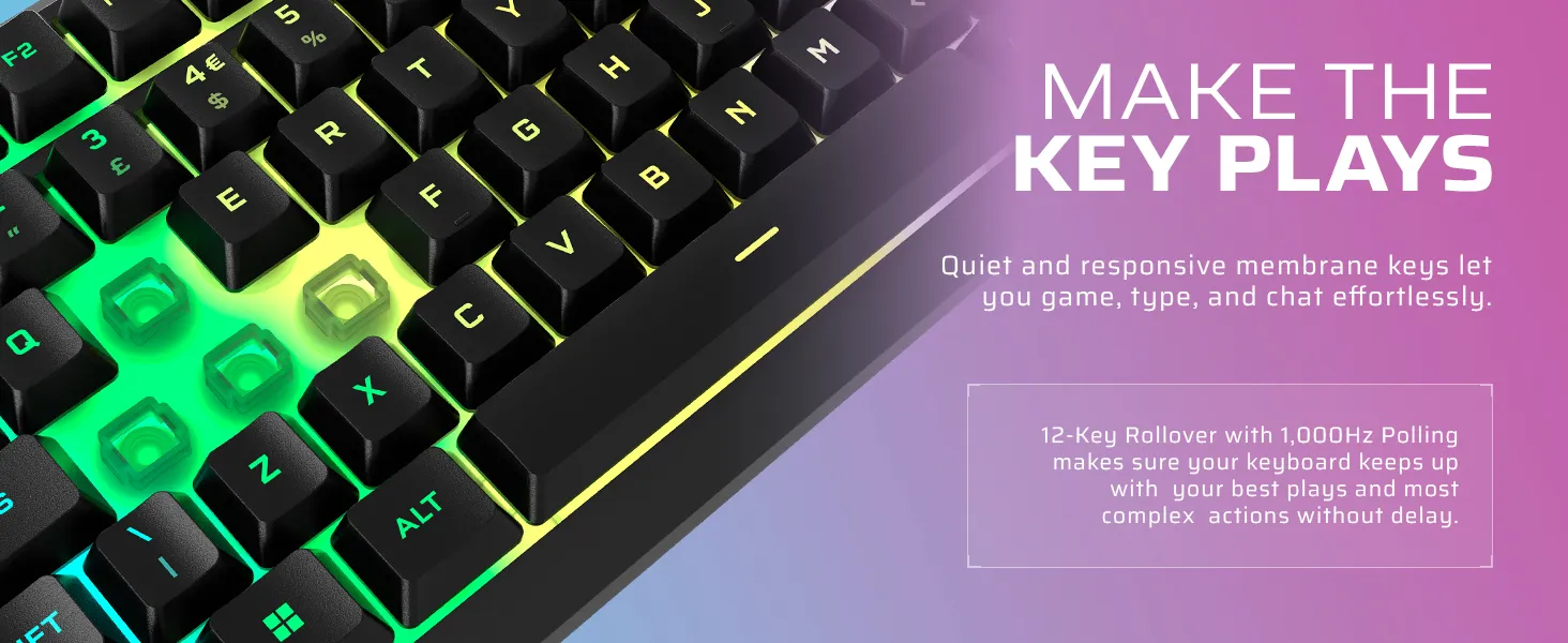 CORSAIR K55 CORE RGB Membrane Wired Gaming Keyboard (Black) overview 3