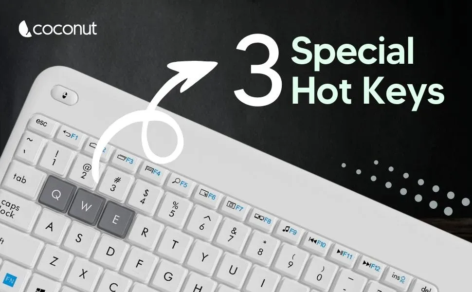 Coconut Bravo 3 Wireless Keyboard with Touchpad (White) overview 2