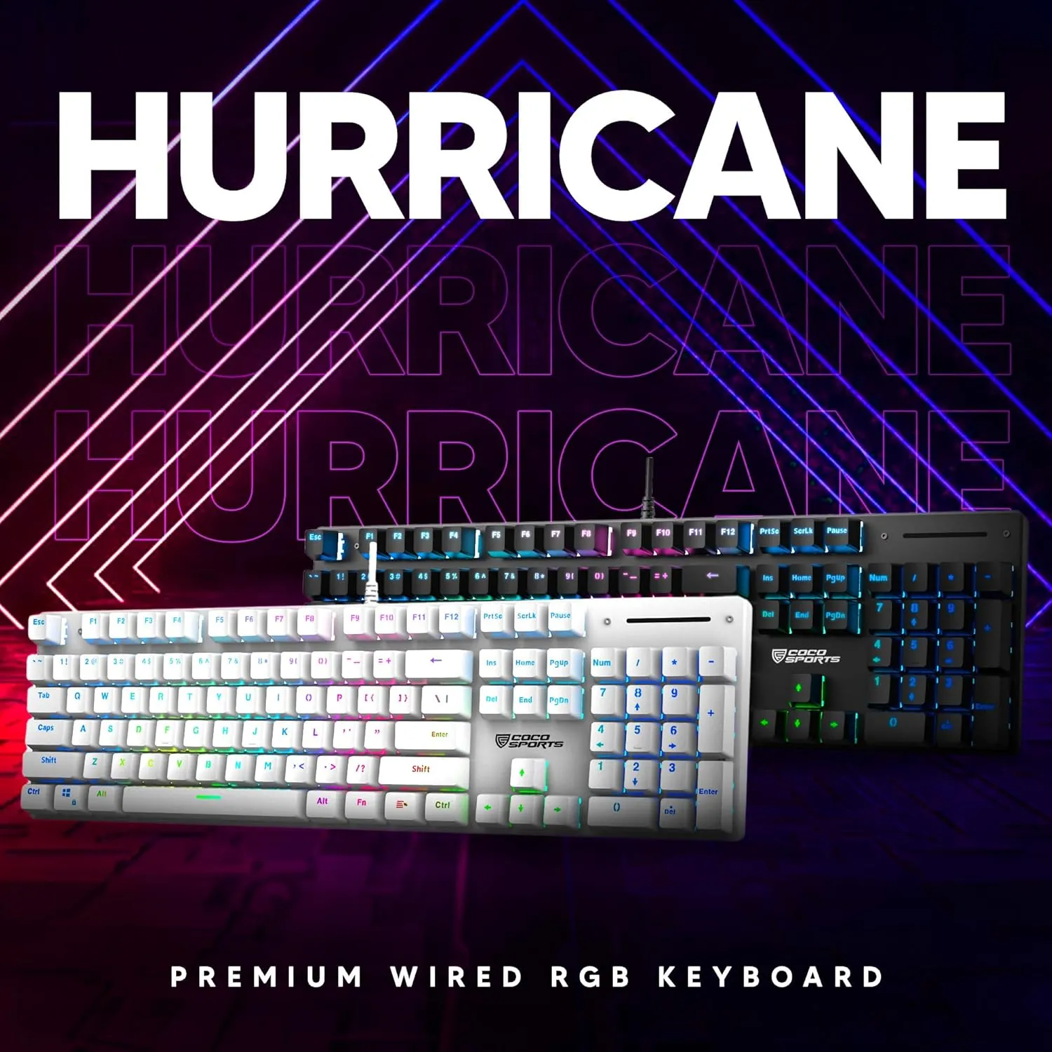 Coconut Hurricane 104 Keys Wired Gaming Keyboard (Black) overview 1