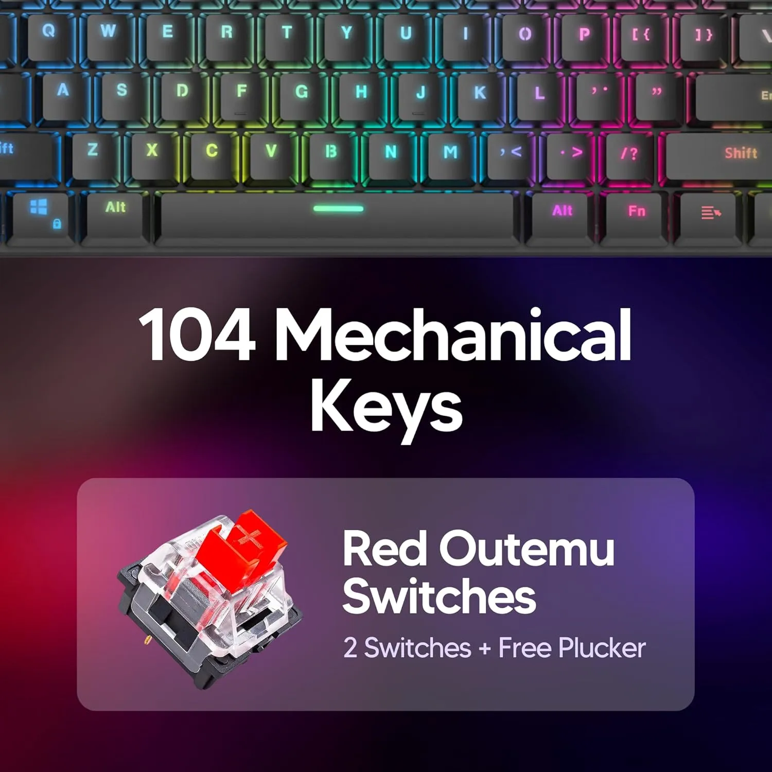 Coconut Hurricane 104 Keys Wired Gaming Keyboard (Black) overview 2