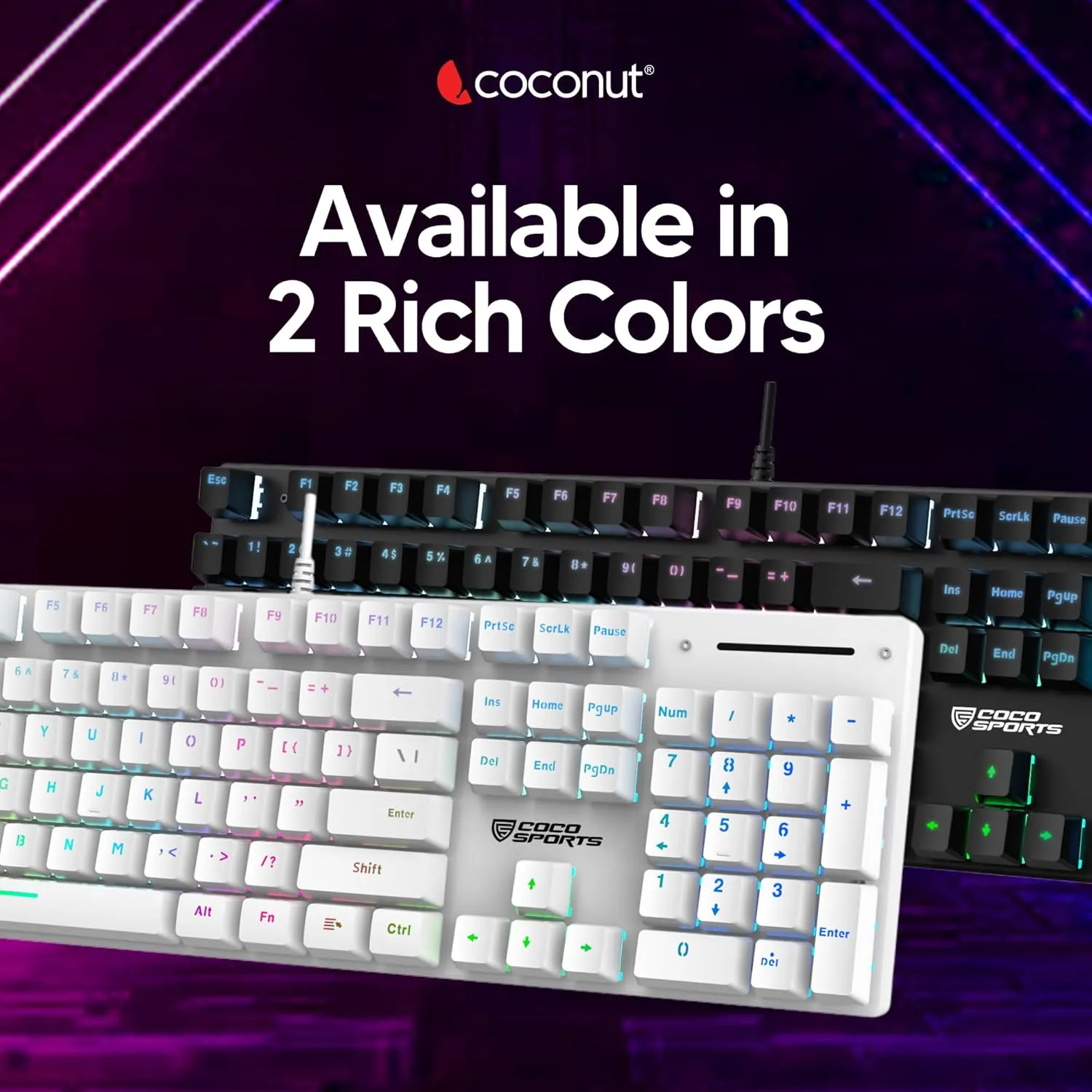 Coconut Hurricane 104 Keys Wired Gaming Keyboard (Black) overview 7