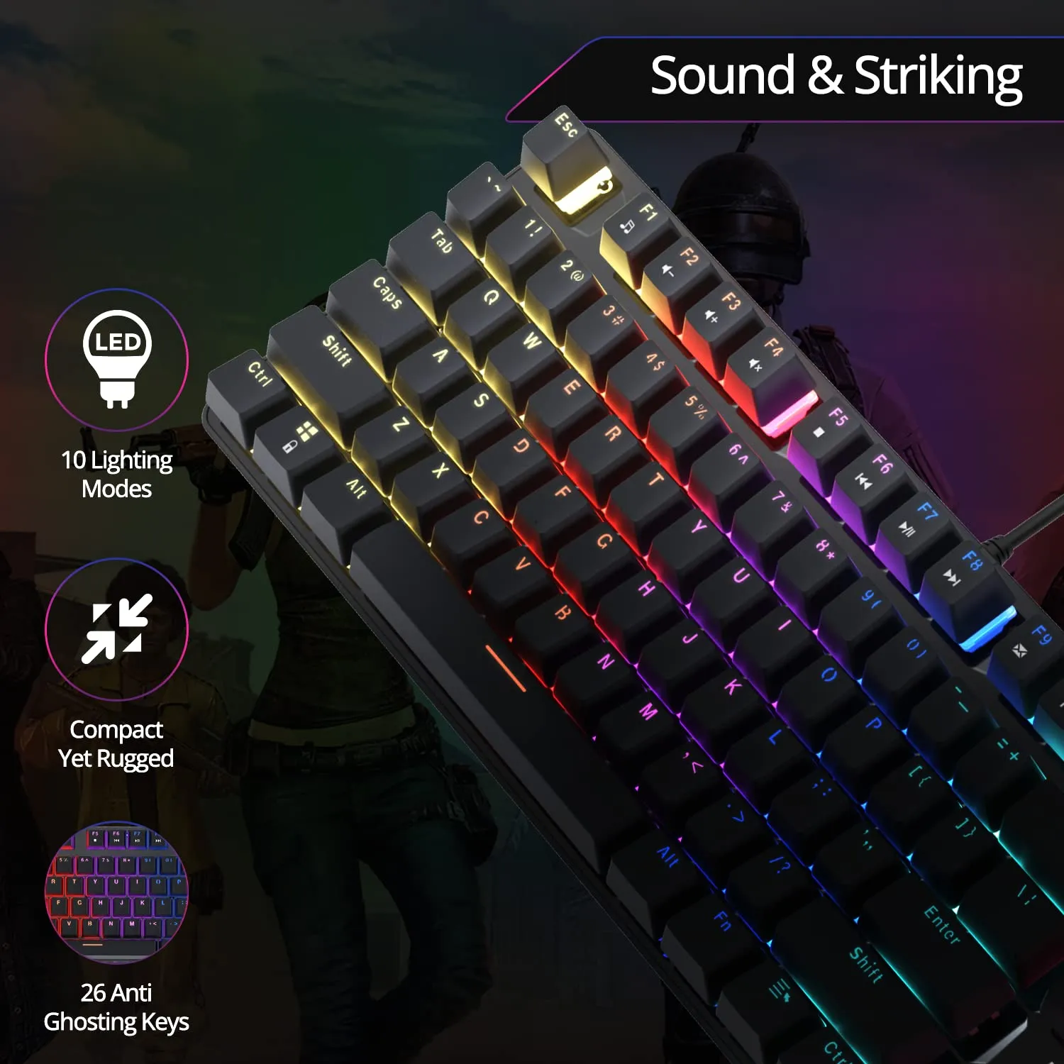 Coconut K12 Orion 2.0 TKL LED Mechanical Gaming Keyboard 87 ometu red switches overview 2
